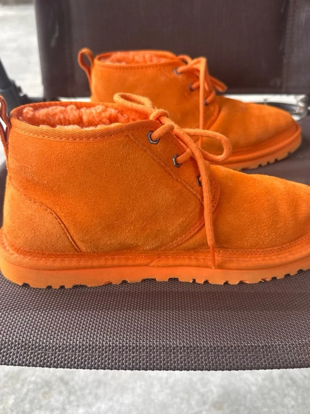 UGG Unisex Orange Suede Chukka Boots with Shearling Lining
